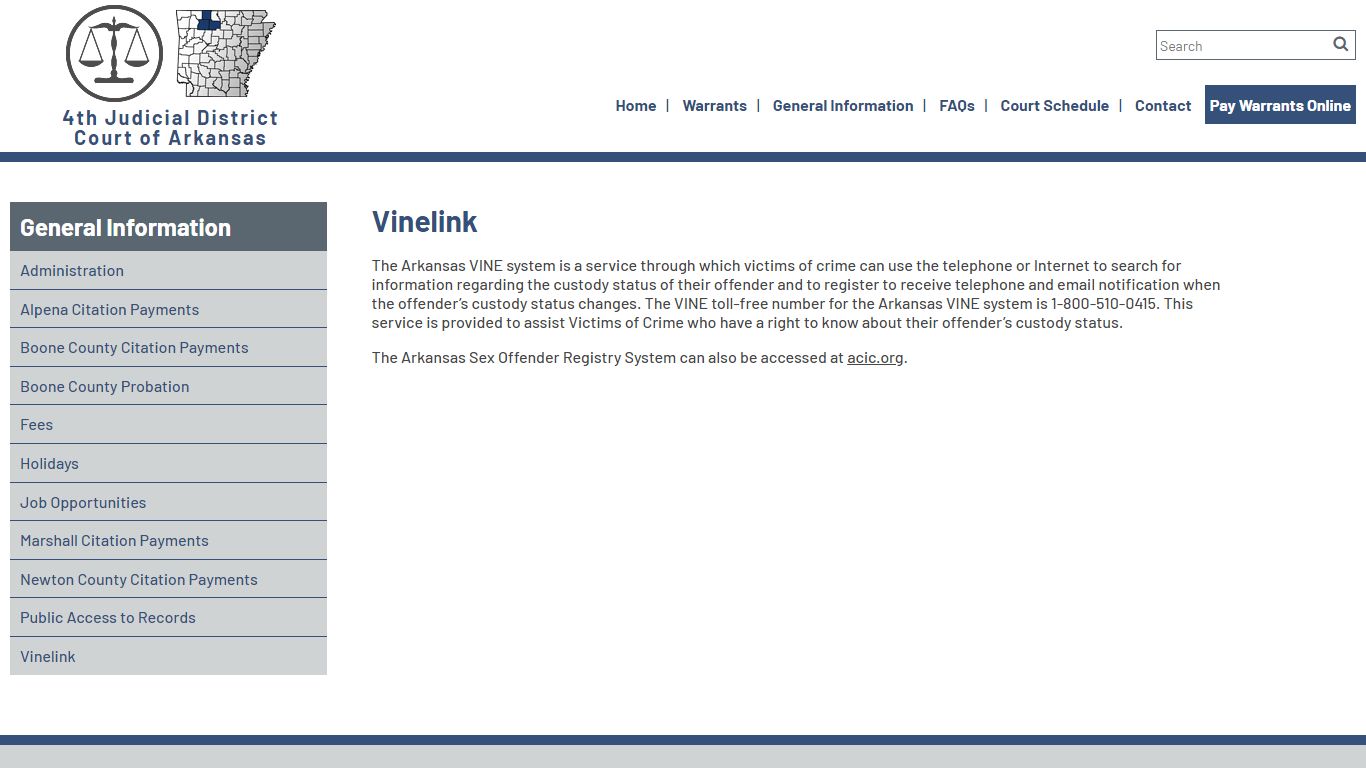 Vinelink | 4th Judicial District Court of Arkansas